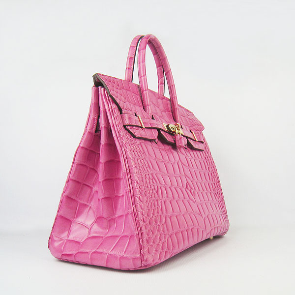 High Quality Fake Hermes Birkin 35CM Max Crocodile Veins Leather Bag Peach 6089 - Click Image to Close